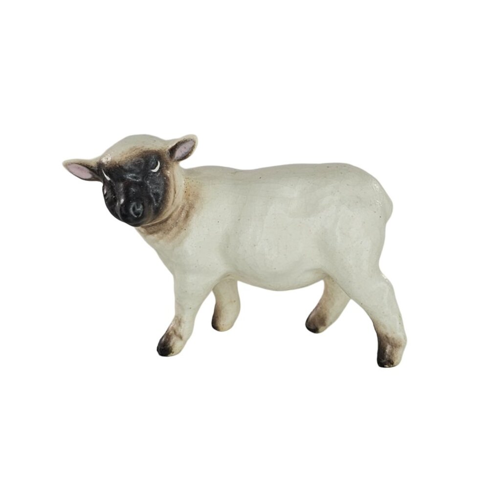 Vintage Hagen Renaker Ewe Mama Sheep Miniature Figurine Black Face Matte 1950s